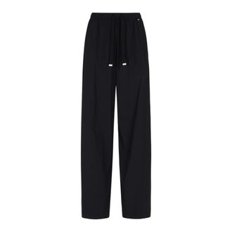 Herno Wide Trousers, female, Black, Size: L Light Nylon Stretch Trousers