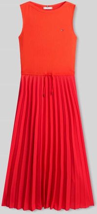 Tommy Hilfiger Slim Fit Midikleid mit Faltenrock in Rot, Gr&ouml;&szlig;e XL