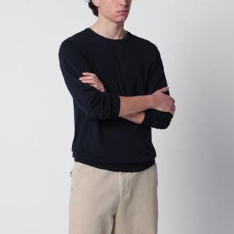 Roberto Collina Maglione girocollo blu navy in cotone