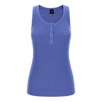Pinko Pinko, Tops, Dames, Blauw, XS, Katoen, Sisma Tank Top