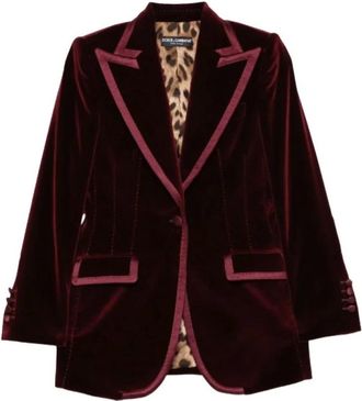 Dolce & Gabbana Blazer de terciopelo de botonadura sencilla - Jackets - Mujer - Rojo - M