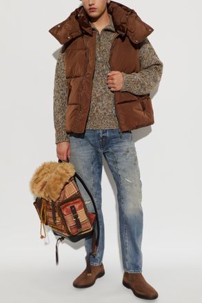 Dsquared2 Quilted Vest With Detachable Hood, Mens, Brown