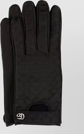 Gucci leather gloves monogram pattern snap button