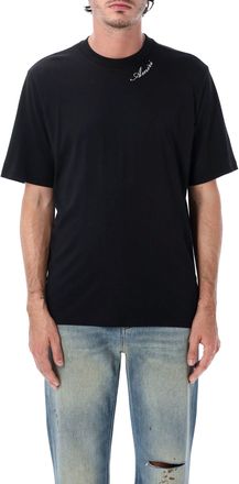 Amiri Script Cursive Logo Embroidered Cotton-Blend T-Shirt