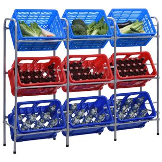 vidaXL Vidaxl - Estanter&iacute;a Almacenaje Para 9 Cajas Acero Plateado 145x33x116 Cm