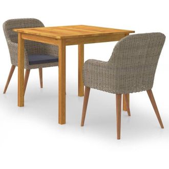 vidaXL Vidaxl - Juego De Comedor Para Jard&iacute;n De 3 Piezas Marr&oacute;n