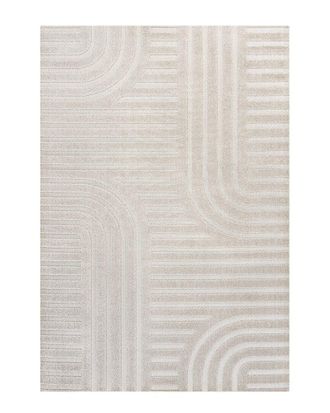 Jonathan Y Designs Jonathan Y Anders High-Low Midcentury Modern Arch Stripe Two-Tone Indoor/Outdoor Area Rug