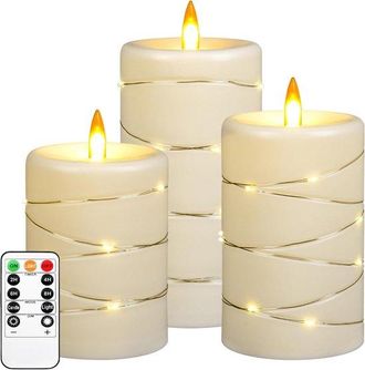 OEM Conjunto De 3 Velas Led Din&aacute;micas - Con Temporizador Y Mando A Distancia - Efecto De Llama Muy Realista - Clase Energ&eacute;tica A