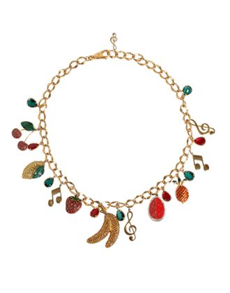 Dolce & Gabbana Womens Gold Tone Brass Fruity Crystal Embellished Waist Chain Belt