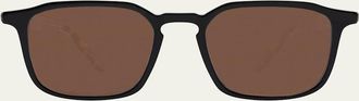 Barton Perreira Mens Raymond Keyhole-Bridge Acetate Rectangle Sunglasses