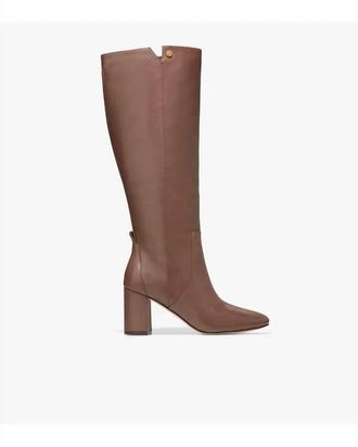 Cole Haan Women Chrystie Tall Block Heel Leather Boots In Brown