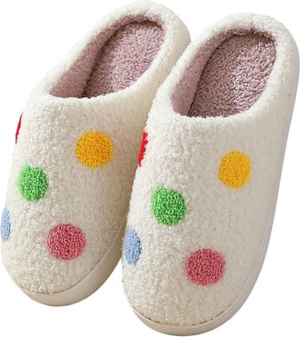 Generic Slippers for Women Fuzzy House Slip On Indoor Outdoor Bedroom Fleece Lined Cozy Slipper Winter Warm Soft Plush Cute Non-Slip Holiday Slippers Ladies C