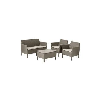 Keter Set Salottino Rattan Salemo Keter Cappuccino 1tavolo+2poltrone+1divano Arredamen