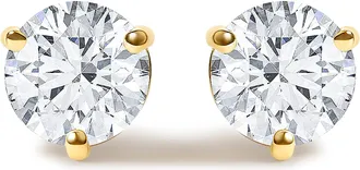 House of Brilliance 14K Gold Lab Grown Diamond Martini Set Round Solitaire Stud Earrings