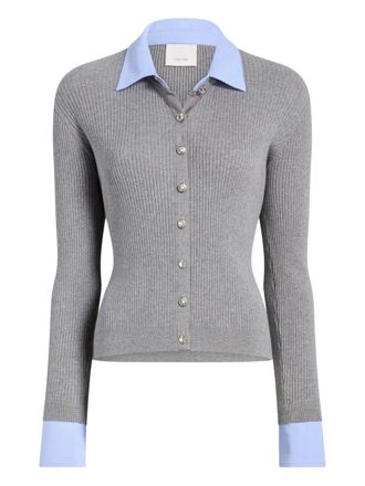 Cinq &agrave; Sept Soma ribbed buttoned cardigan - women - Viscose/Polyester - L - Grey