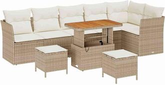 vidaXL Conjunto De Sof&aacute; De Jard&iacute;n 9 Pcs Beige Y Crema 90 X 55 X 71 Cm Vidaxl