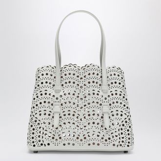 Alaia Mina 25 bag in white Vienne wavy calfskin leather