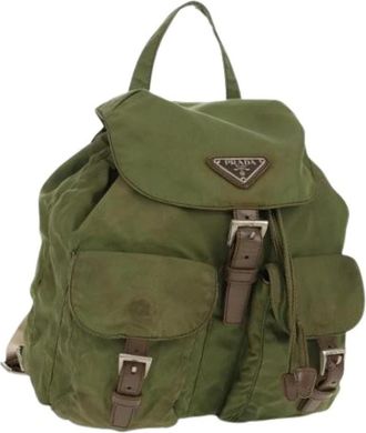 Prada Pre-owned Vintage Rugzak - Dames - Vintage Rugzakken - Groen - ONE Size - Nylon - Vintage