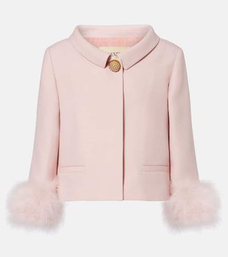 Valentino Crepe Couture feather-trimmed blazer