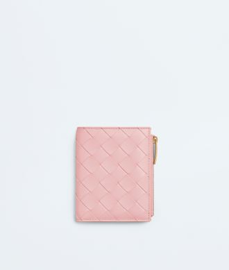 Bottega Veneta Intrecciato Small Bi-fold Wallet - Pink - Woman - 100% Lambskin