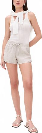 James Perse Lightweight Linen Dolphin Shorts In Salt Pigment