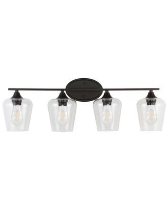 Jonathan Y Designs Jonathan Y Jayne 32In 4-Light Iron/Seeded Glass Cottage Rustic Led Vanity Light
