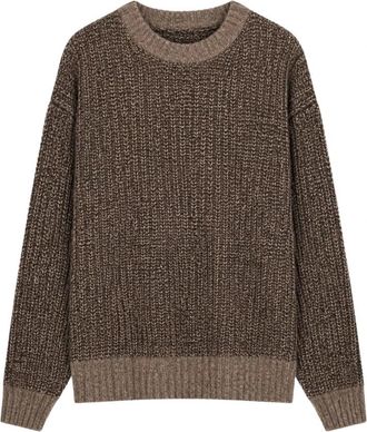 Song for the Mute Oversized Trui - Heren - Ronde hals truien - Bruin - S - Wol - Truien & Vesten
