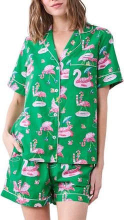 Printfresh Cotton Poplin Short Pajamas in Palm Frond at Nordstrom, Size X-Large