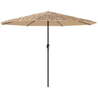 vidaXL Sombrilla De Jard&iacute;n Con Leds Poste Acero Marr&oacute;n 388x388x248 Cm Vidaxl