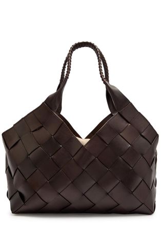 Dragon Diffusion Castello Large Woven Leather Tote bag - Dark Brown - One Size