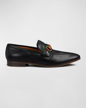 Gucci Mens Paride Web Stripe Bit Loafers