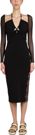 Self Portrait V-hals met verborgen ritssluiting achter - Dames - Casual kleedjes - Zwart - 2XS - Kleedjes