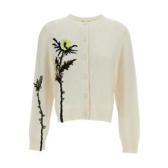 Barrie Truien & Vesten, Dames, Wit, M, Kasjmier, Distel Motief Vest