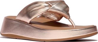 FitFlop F-Mode Knot Platform Wedge Flip Flop in Metallic Classic Beige at Nordstrom Rack, Size 10