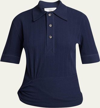 Victoria Beckham Twisted Rib Short-Sleeve Polo Shirt