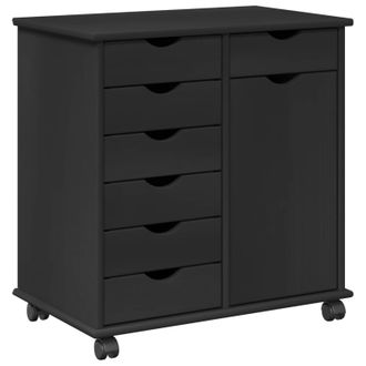 vidaXL Gabinete Rodante Con Rueda Negro 63,5 X 39 X 65,5 Cm Vidaxl