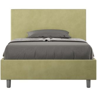 ITYhome Letto una piazza e mezza rivestito in Microfibra - ADELE - Colore: Tè verde - Tipologia Letto: Con Rete e Contenitore - Dimensione Rete: 120x190