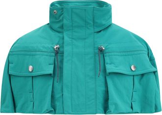 Prada Mens Nylon Cape Turquoise Coat