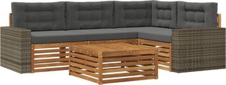 vidaXL Conjunto De Sof&aacute;s De Exterior 5 Uds. Natural Y Antracita Vidaxl