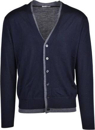 Paolo Pecora Cardigan - Heren - Vesten - Blauw - M - Wol - Truien & Vesten