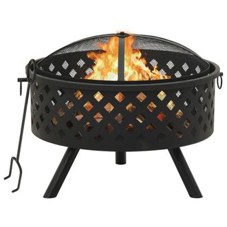 vidaXL Brasero Con Atizador Acero Xxl 68 Cm Vidaxl
