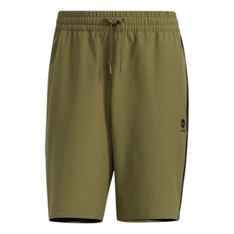adidas Mens adidas neo Logo Micro Mark Stripe Casual Woven Shorts Dark Olive Green HD4715