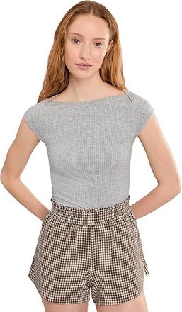 Free People So Soft Seamless Modal T-Shirts Womens Clothing Heather Grey : L-XL (US Womens 14-16), Elastane/Modal/Polyamide