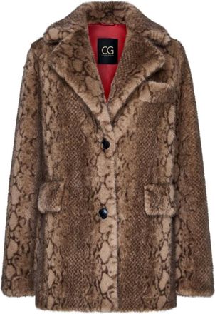 Cesare Gaspari Jassen, Dames, Bruin, S, Polyester, Korte Faux Fur Jas Neve