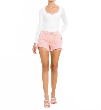 Flying Monkey Frayed Hem Shorts In Pink