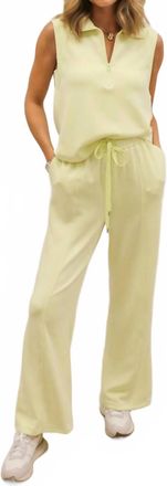 Skies Are Blue Clothing Soft Modal Easy Pull On Drawstring Pants In Lemon Yellow