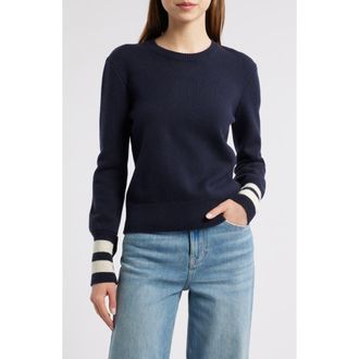 Frame Denim The Club Cashmere Blend Sweater in Navy Multi at Nordstrom Rack, Size Large