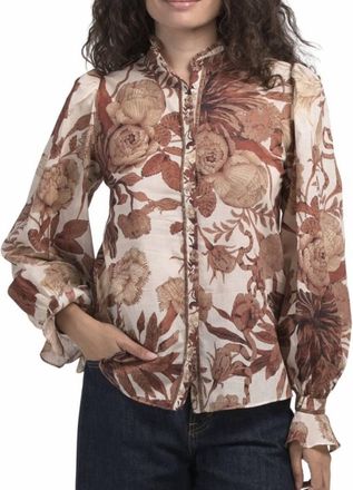 Kobi Halperin Rae Blouse In Brown/cream