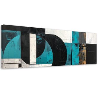 Feeby Cuadro En Lienzo, Formas Geom&eacute;tricas Abstracci&oacute;n Turquesa, 120x40