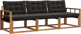vidaXL Conjunto De Sof&aacute;s De Exterior 3 Uds. Natural Y Negro Vidaxl